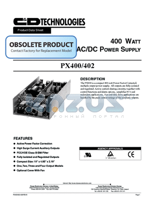 PX400/402-U4C datasheet - AC/DC Power Supply