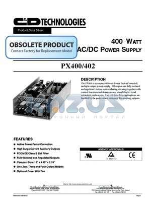 PX400/402-U4I datasheet - AC/DC Power Supply