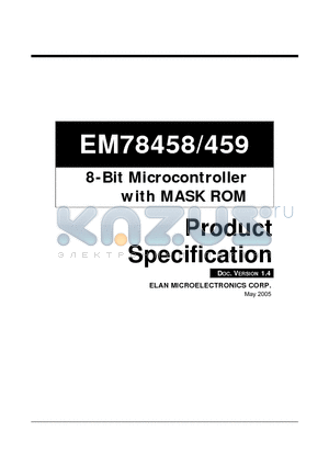 EM78459AK datasheet - 8-Bit Microcontroller with MASK ROM