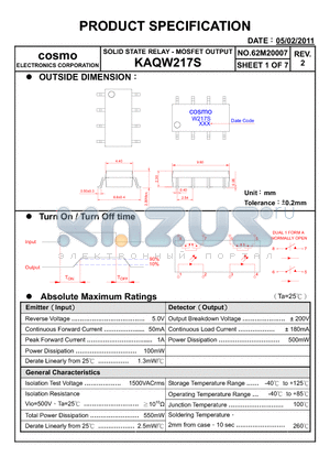 KAQW217S_11 datasheet - PRODUCT SPECIFICATION