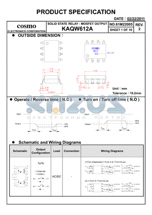 KAQW612A datasheet - PRODUCT SPECIFICATION