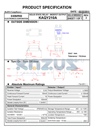 KAQY210A_11 datasheet - PRODUCT SPECIFICATION