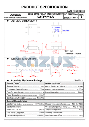 KAQY214S_11 datasheet - PRODUCT SPECIFICATION