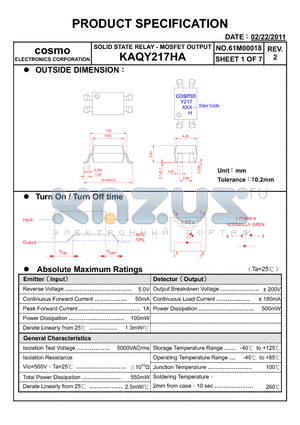 KAQY217HA datasheet - PRODUCT SPECIFICATION