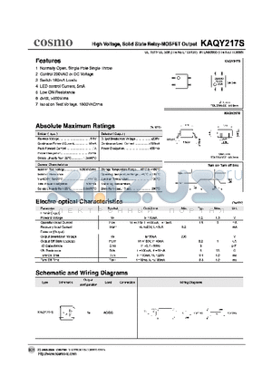 KAQY217S datasheet - High Voltage, Solid State Relay-MOSFET Output