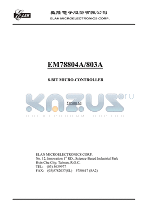 EM78804AAQ datasheet - 8-BIT MICRO-CONTROLLER