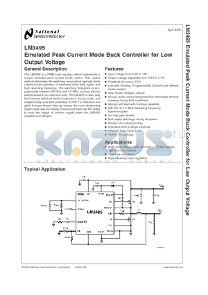 LM3495MTC datasheet - Emulated Peak Current Mode Buck Controller for Low Output Voltage