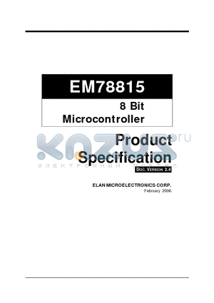 EM78815 datasheet - 8 Bit Microcontroller