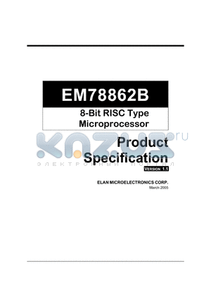 EM78862B datasheet - 8-Bit RISC Type Microprocessor