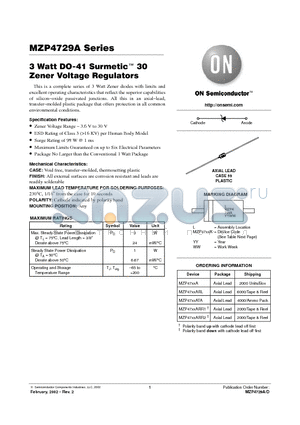 MZP4745A datasheet - 3 Watt DO-41 Surmetic 30 Zener Voltage Regulators