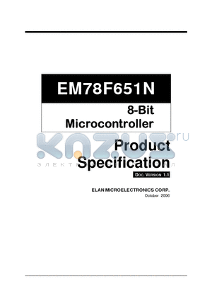 EM78F651N datasheet - 8-Bit Microcontroller