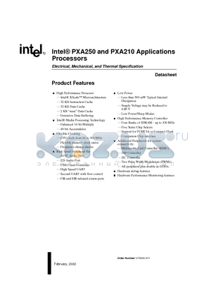 PXA210 datasheet - Intel-R PXA250 and PXA210 Applications Processors