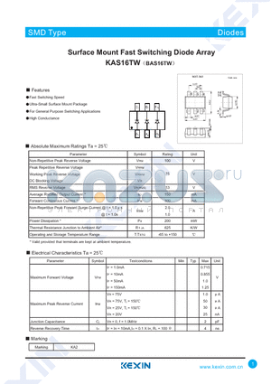 KAS16TW datasheet - Surface Mount Fast Switching Diode Array
