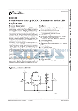 LM3500TL-21 datasheet - Synchronous Step-up DC/DC Converter for White LED