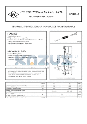 HVR6X2 datasheet - TECHNICAL SPECIFICATIONS OF HIGH VOLTAGE PROTECTOR DIODE