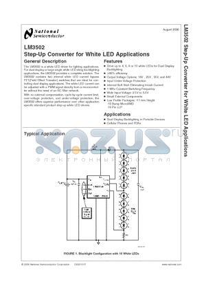 LM3502 datasheet - Step-Up Converter for White LED Applications