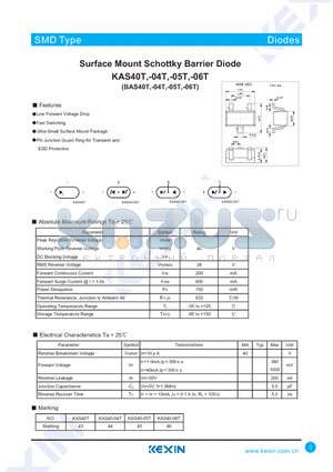 KAS40-04T datasheet - Surface Mount Schottky Barrier Diode