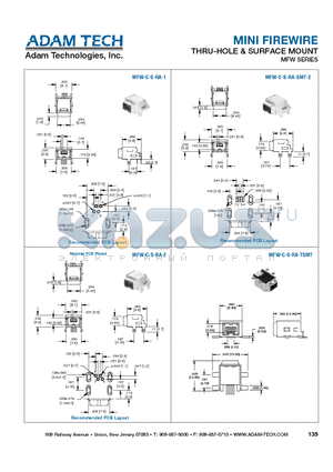 MFW-C-S-RA-TSMT datasheet - MINI FIREWIRE THRU-HOLE & SURFACE MOUNT