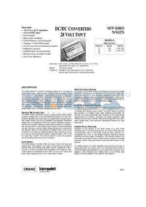 MFW2805S datasheet - DC/DC CONVERTERS 28 VOLT INPUT