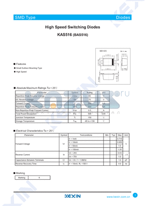 KAS516 datasheet - High Speed Switching Diodes