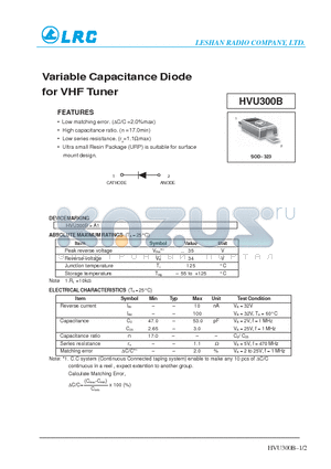 HVU300B datasheet - Variable Capacitance Diode for VHF Tuner