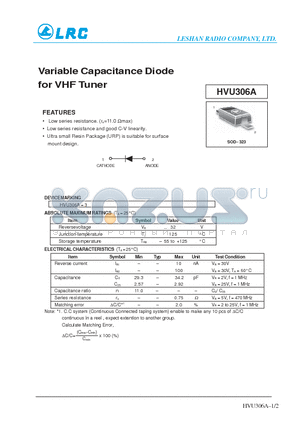 HVU306A datasheet - Variable Capacitance Diode for VHF Tuner