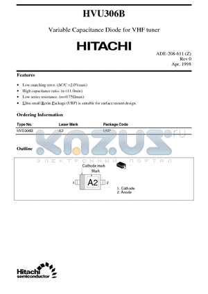 HVU306B datasheet - Variable Capacitance Diode for VHF tuner