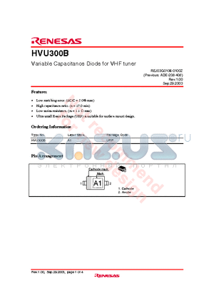 HVU300B datasheet - Variable Capacitance Diode for VHF tuner