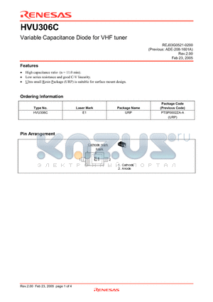 HVU306C datasheet - Variable Capacitance Diode for VHF tuner