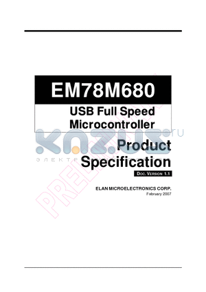 EM78M680 datasheet - USB Full Speed Microcontroller