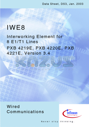 PXB4220E datasheet - Interworking Element for 8 E1/T1 Lines