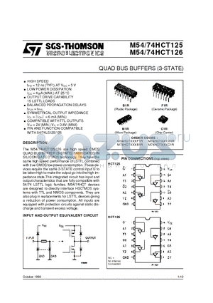 M54HCT125F1R datasheet - QUAD BUS BUFFERS 3-STATE