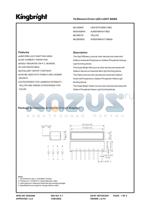 KB-2350EW datasheet - 19.05mm x 3.81mm LED LIGHT BARS