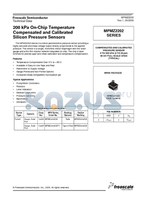 MPMZ2202GST1 datasheet - 200 kPa On-Chip Temperature Compensated and Calibrated Silicon Pressure Sensors
