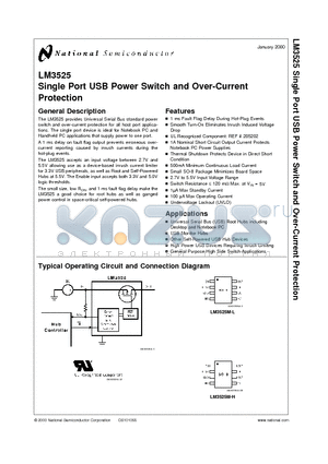 LM3525 datasheet - Single Port USB Power Switch and Over-Current Protection