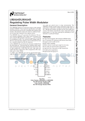 LM3524DM datasheet - Regulating Pulse Width Modulator