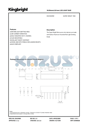 KB-B100SRW datasheet - 19.05mmx3.81mm LED LIGHT BAR