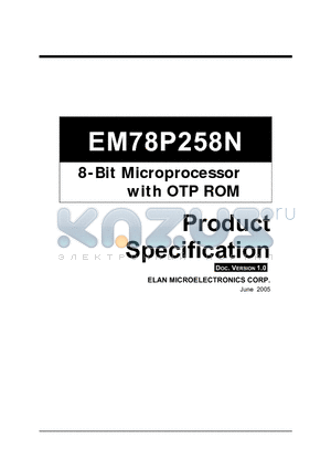 EM78P258N datasheet - 8-Bit Microprocessor with OTP ROM