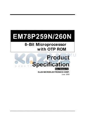 EM78P259N datasheet - 8-Bit Microprocessor with OTP ROM