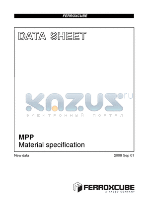 MPP datasheet - Material specification
