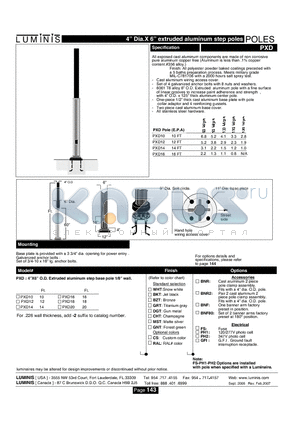 PXD10 datasheet - 4 Dia.X 6 extruded aluminum step poles