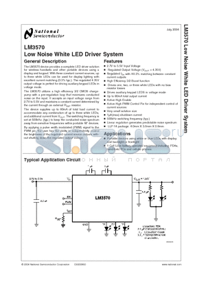 LM3570SD datasheet - Low Noise White LED Driver System