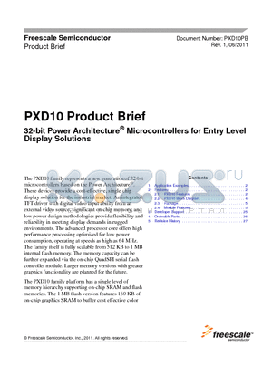 PXD10PB datasheet - 32-bit Power Architecture^ Microcontrollers for Entry Level Display Solutions