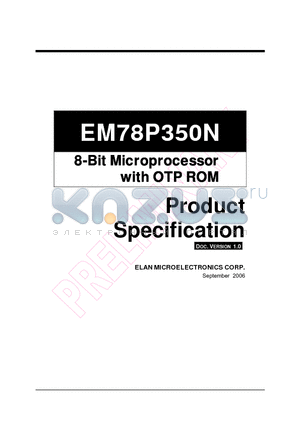 EM78P350NK datasheet - 8-Bit Microprocessor with OTP ROM