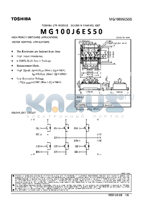 MG100J6ES50 datasheet - N CHANNEL IGBT (HIGH PWER SWITCHING, MOTOR CONTROL APPLICATIONS)