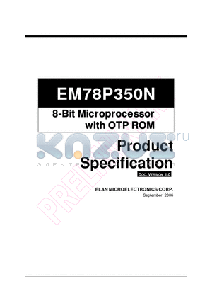 EM78P350NP datasheet - 8-Bit Microprocessor with OTP ROM