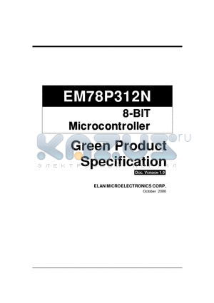 EM78P312N datasheet - 8-BIT Microcontroller