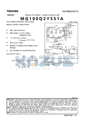 MG100Q2YS51A datasheet - N CHANNEL IGBT (HIGH PWER SWITCHING, MOTOR CONTROL APPLICATIONS)