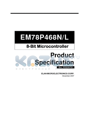 EM78P468N datasheet - 8-Bit Microcontroller