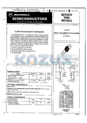 MZT2970 datasheet - 10 WATT ZENER TRANSIENT SUPPRESSORS